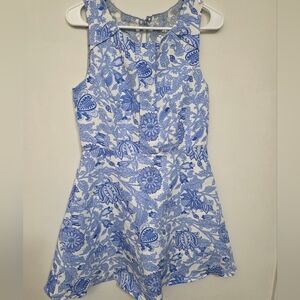 Womans Size 9/10 Blue Floral And Lace Back Teezeme Dress Sleeveless